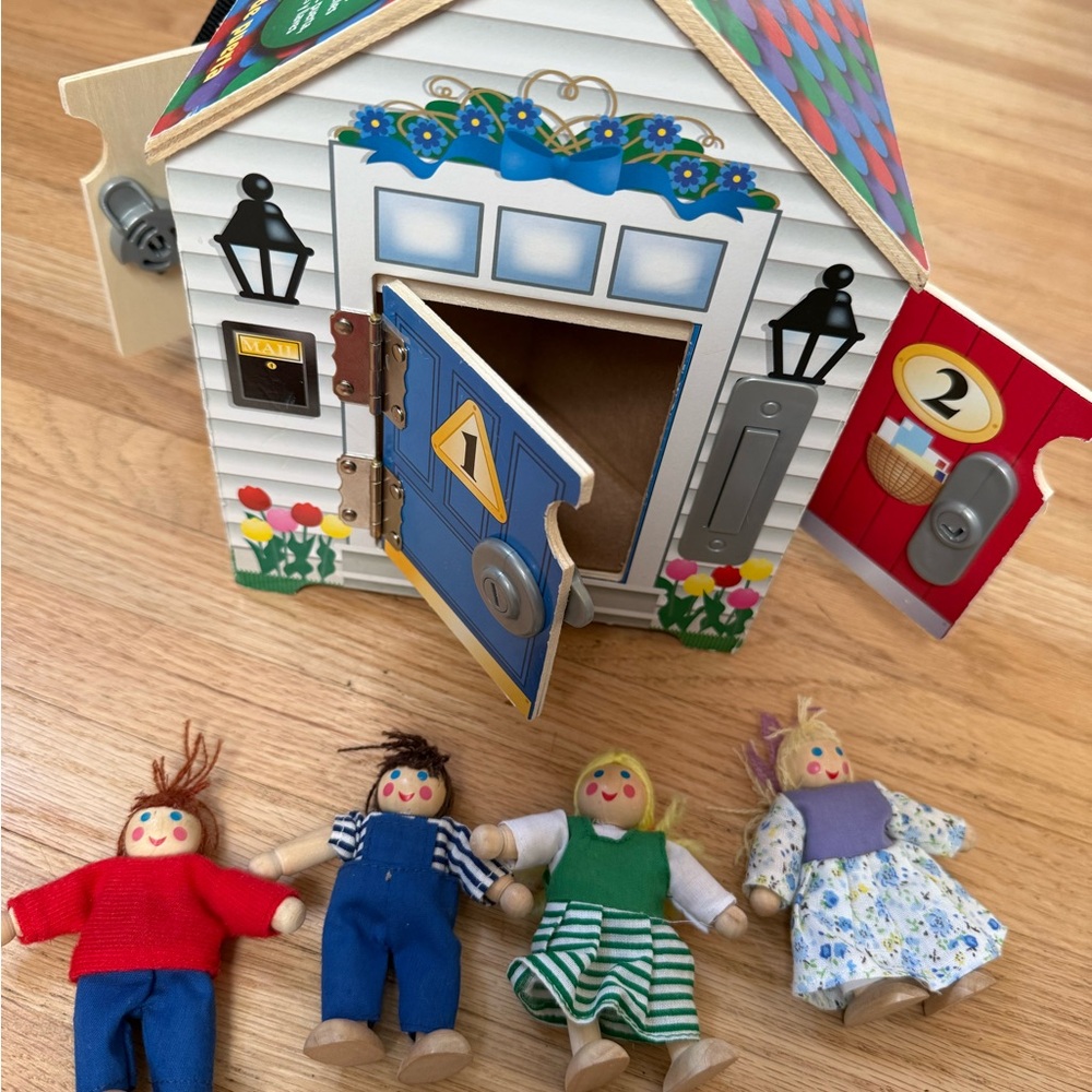 Melissa & Doug Wooden Doorbell House Toy - Red, Green, Blue, Purple, White - Picture 6 of 8